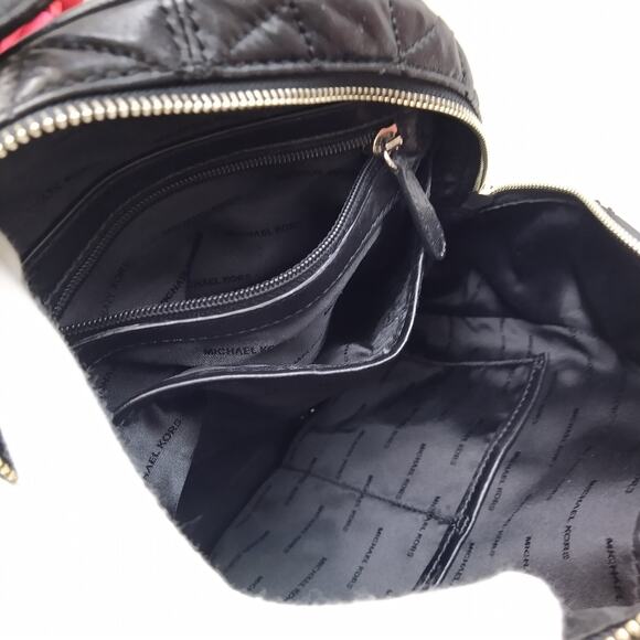 Michael Kors Rhea Black Leather Quilted Fur Zipper Top Handle Backpack main image 8